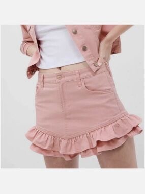 LoveShackFancy x Gap Pink Ruffle Denim Skirt